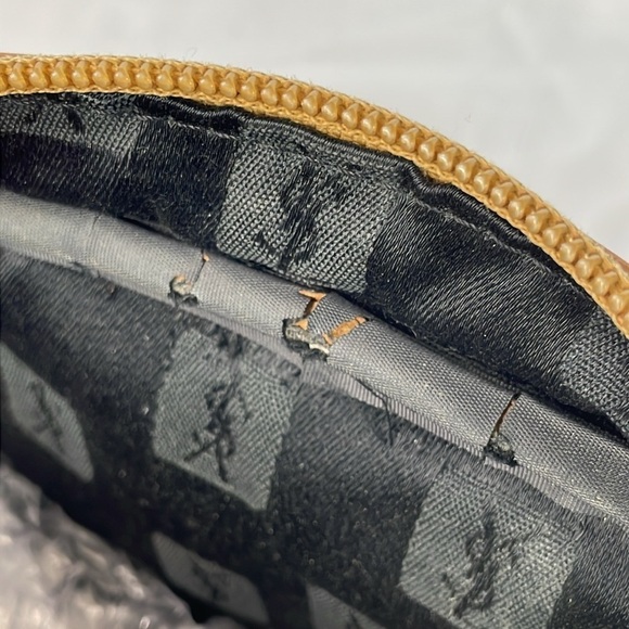 Vintage Yves Saint Laurent Small Canvas Crossbody Bag Leather Trim Black Brown - Picture 17 of 17